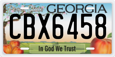 GA license plate CBX6458