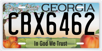 GA license plate CBX6462