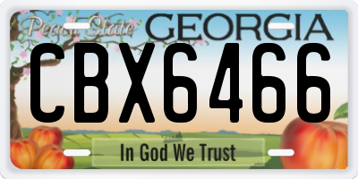 GA license plate CBX6466