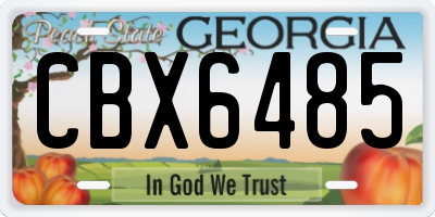 GA license plate CBX6485