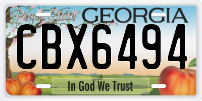 GA license plate CBX6494