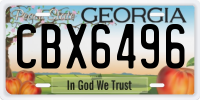 GA license plate CBX6496
