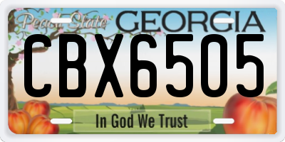 GA license plate CBX6505