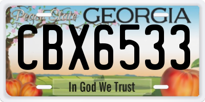 GA license plate CBX6533