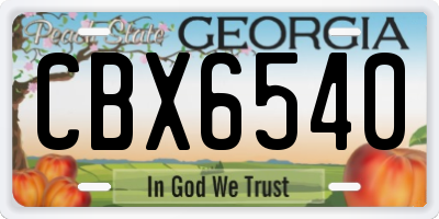 GA license plate CBX6540