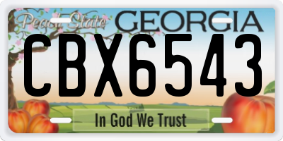 GA license plate CBX6543
