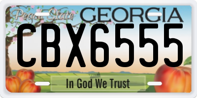 GA license plate CBX6555