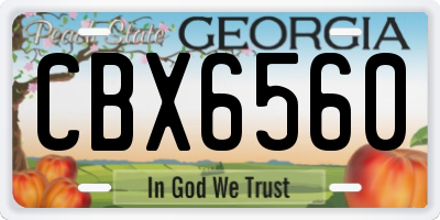 GA license plate CBX6560