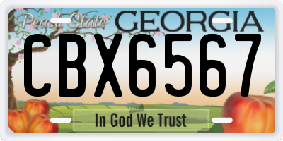 GA license plate CBX6567
