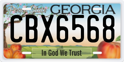 GA license plate CBX6568