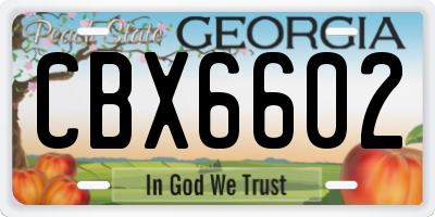 GA license plate CBX6602