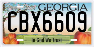 GA license plate CBX6609