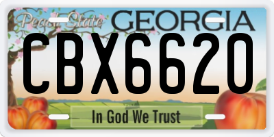 GA license plate CBX6620