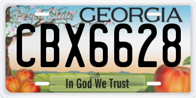 GA license plate CBX6628