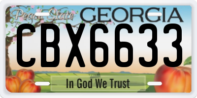 GA license plate CBX6633