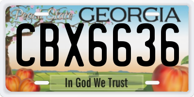 GA license plate CBX6636