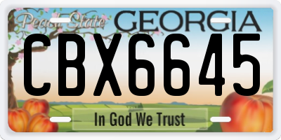 GA license plate CBX6645