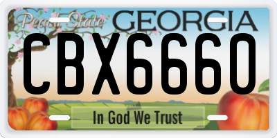 GA license plate CBX6660