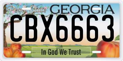 GA license plate CBX6663