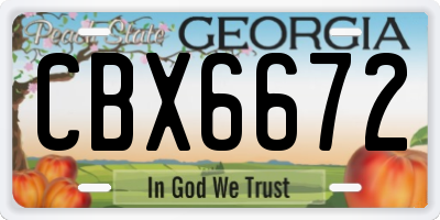GA license plate CBX6672