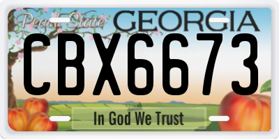 GA license plate CBX6673