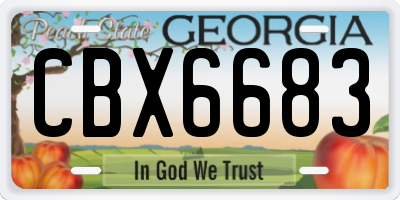 GA license plate CBX6683