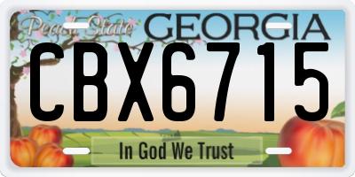 GA license plate CBX6715