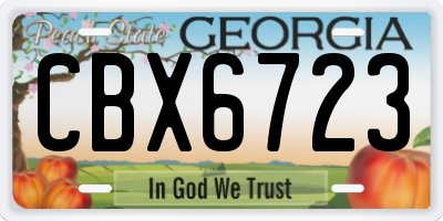 GA license plate CBX6723