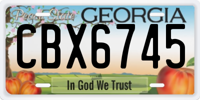 GA license plate CBX6745