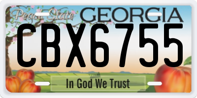 GA license plate CBX6755