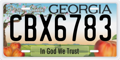 GA license plate CBX6783