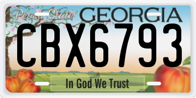 GA license plate CBX6793