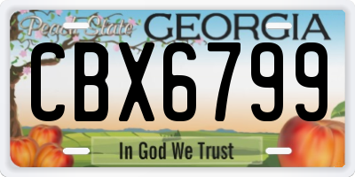 GA license plate CBX6799