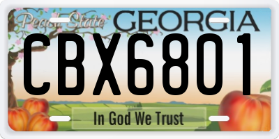 GA license plate CBX6801