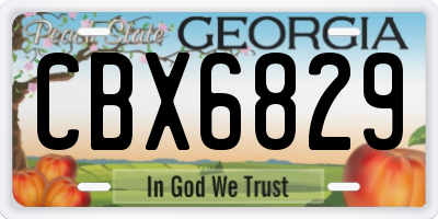 GA license plate CBX6829