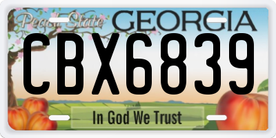 GA license plate CBX6839