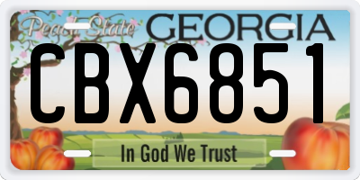 GA license plate CBX6851