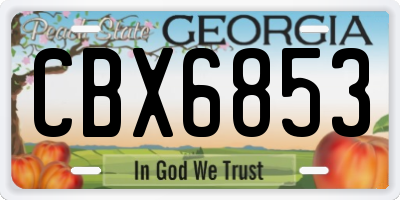 GA license plate CBX6853