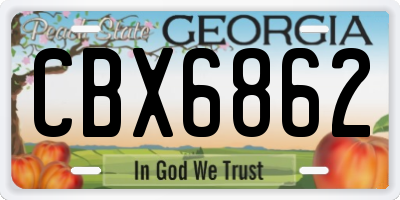 GA license plate CBX6862