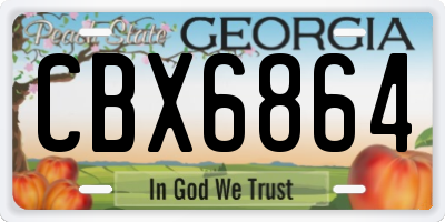 GA license plate CBX6864