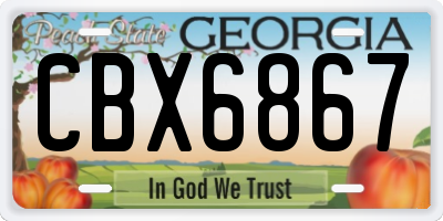 GA license plate CBX6867