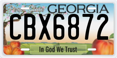 GA license plate CBX6872