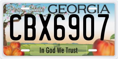 GA license plate CBX6907