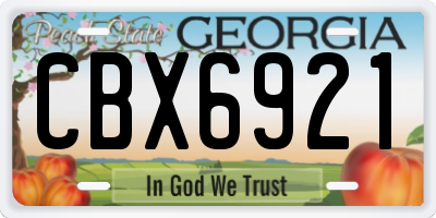 GA license plate CBX6921