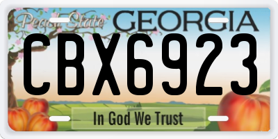 GA license plate CBX6923