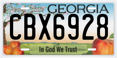 GA license plate CBX6928