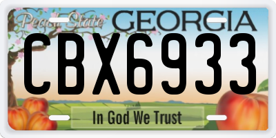 GA license plate CBX6933