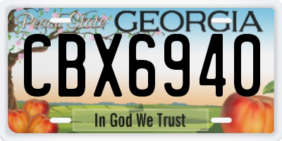 GA license plate CBX6940