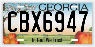 GA license plate CBX6947
