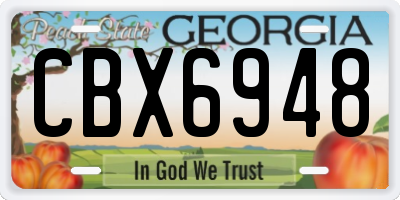 GA license plate CBX6948